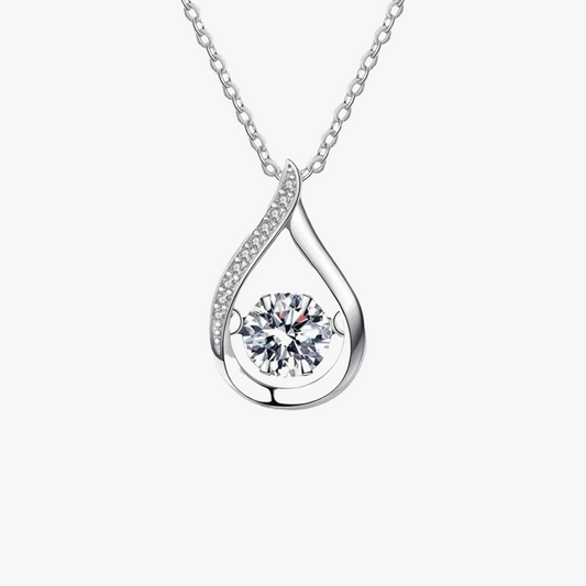 Rilave 925 Sterling Silver Teardrop Dancing CZ Pendant Necklace