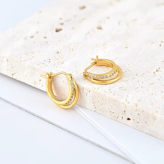 Rilave 925 Sterling Silver CZ Huggie Hoop Earrings