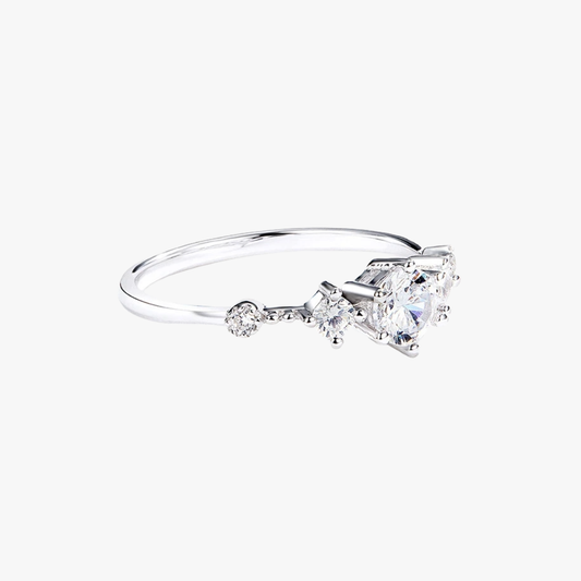 925 Sterling Silver Cubic Zirconia 3-Stone Ring (Platinum Plated)