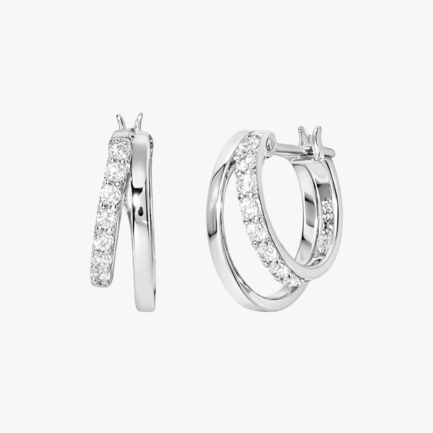 Rilave 925 Sterling Silver CZ Huggie Hoop Earrings