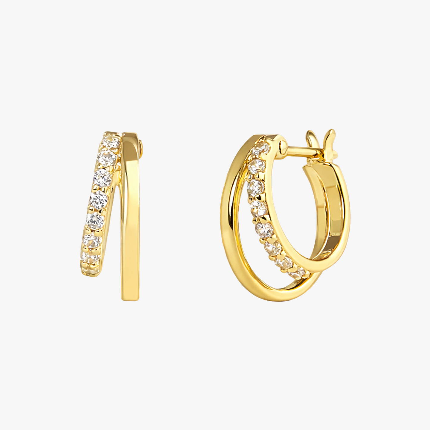 Rilave 925 Sterling Silver CZ Huggie Hoop Earrings