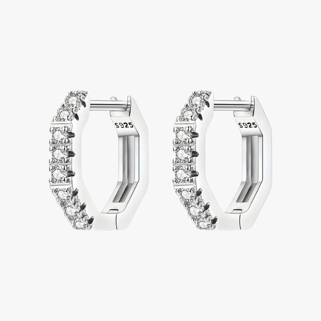 Rilave Hexagonal Hoop Earrings with Cubic Zirconia