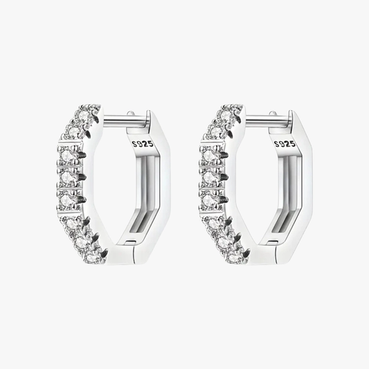 Rilave Hexagonal Hoop Earrings with Cubic Zirconia