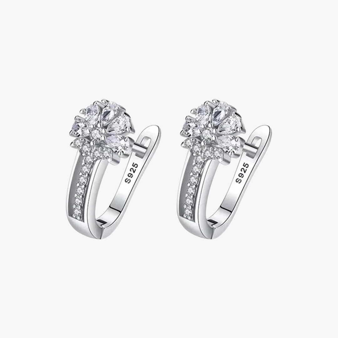 Rilave Cubic Zirconia Floral Hoop Earrings