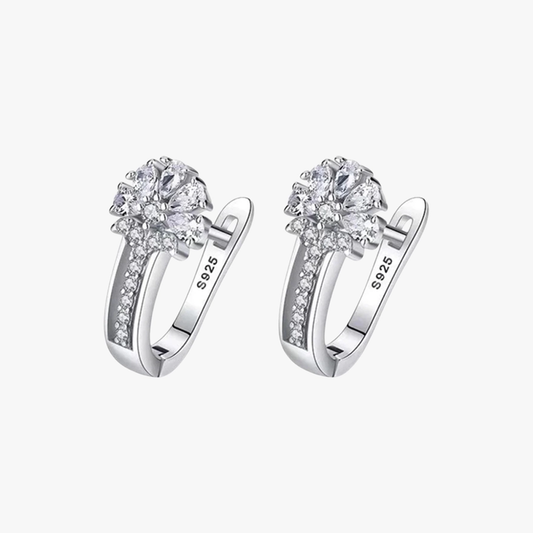 Rilave Cubic Zirconia Floral Hoop Earrings