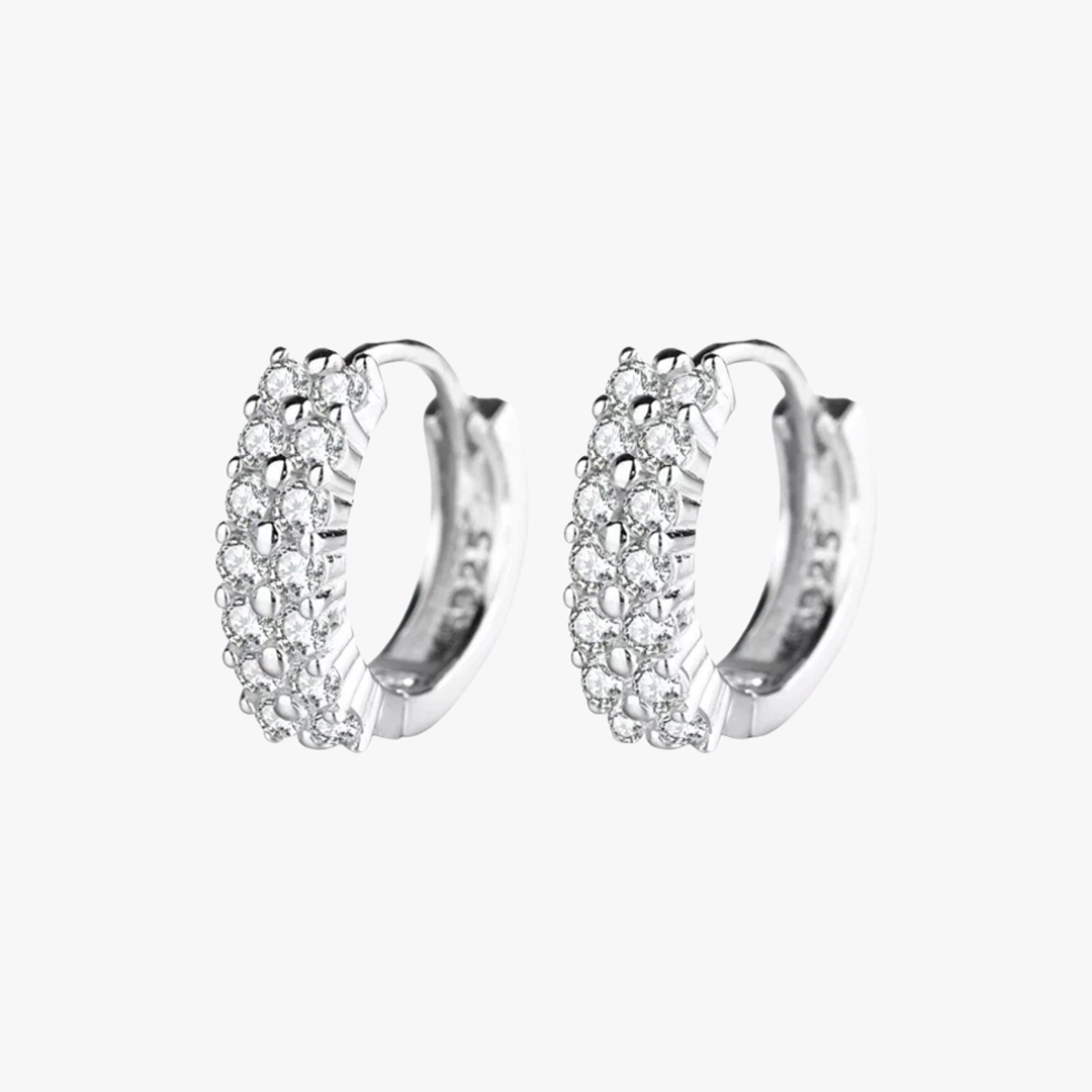 Rilave Double-Row Cubic Zirconia Huggie Hoop Earrings