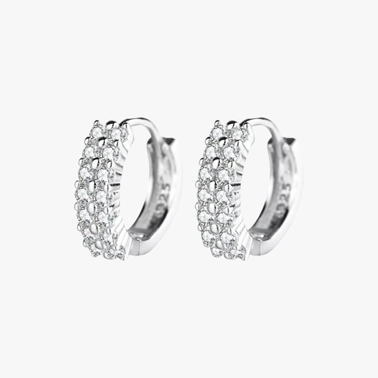 Rilave Double-Row Cubic Zirconia Huggie Hoop Earrings