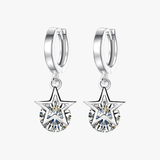 Rilave Stellar Sparkle Silver Star Drop Earrings