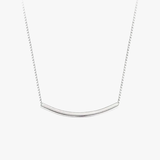 Rilave 925 Sterling Silver Curved Bar Necklace – Minimalist Box Chain