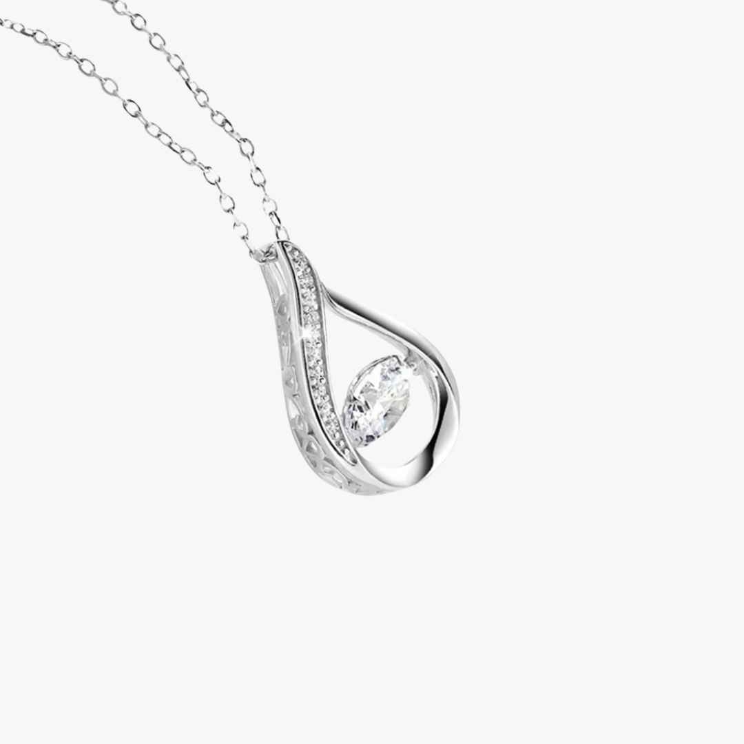 Rilave 925 Sterling Silver Teardrop Dancing CZ Pendant Necklace
