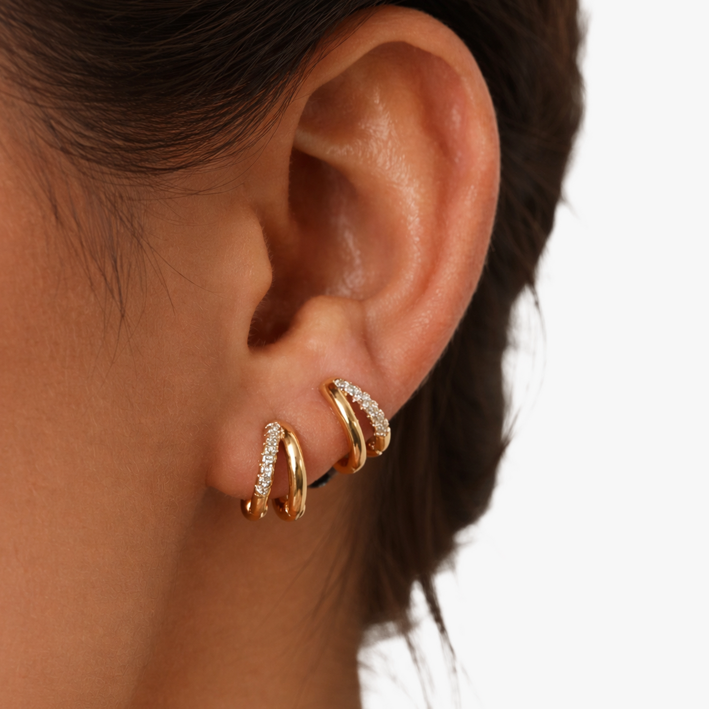 Rilave 925 Sterling Silver CZ Huggie Hoop Earrings