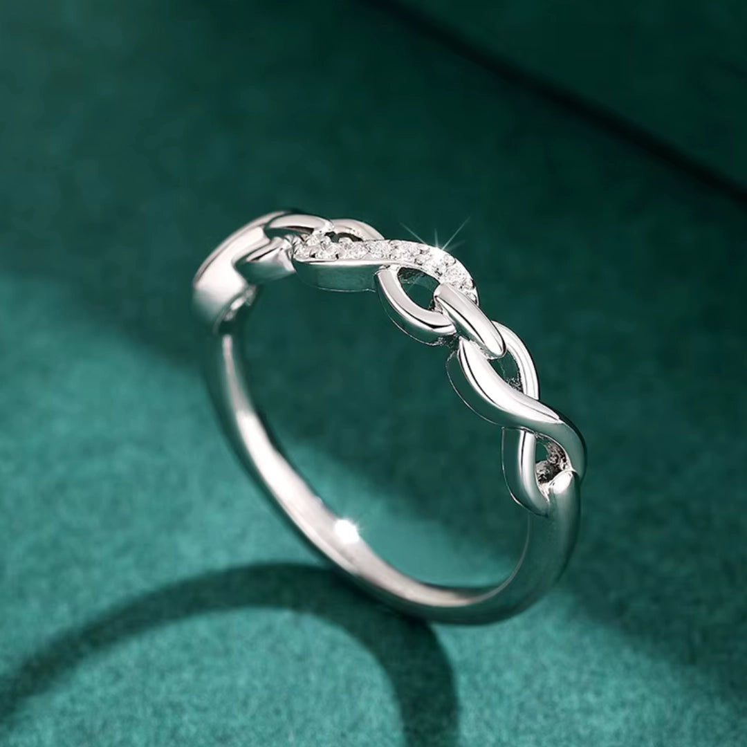 Rilave Infinity Link Pave Sterling Silver Ring