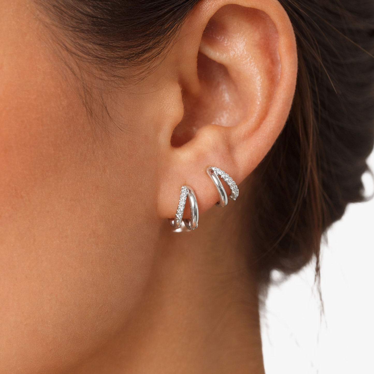 Rilave 925 Sterling Silver CZ Huggie Hoop Earrings