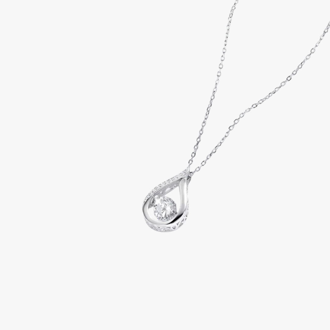 Rilave 925 Sterling Silver Teardrop Dancing CZ Pendant Necklace