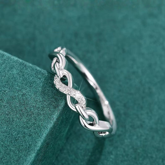 Rilave Infinity Link Pave Sterling Silver Ring