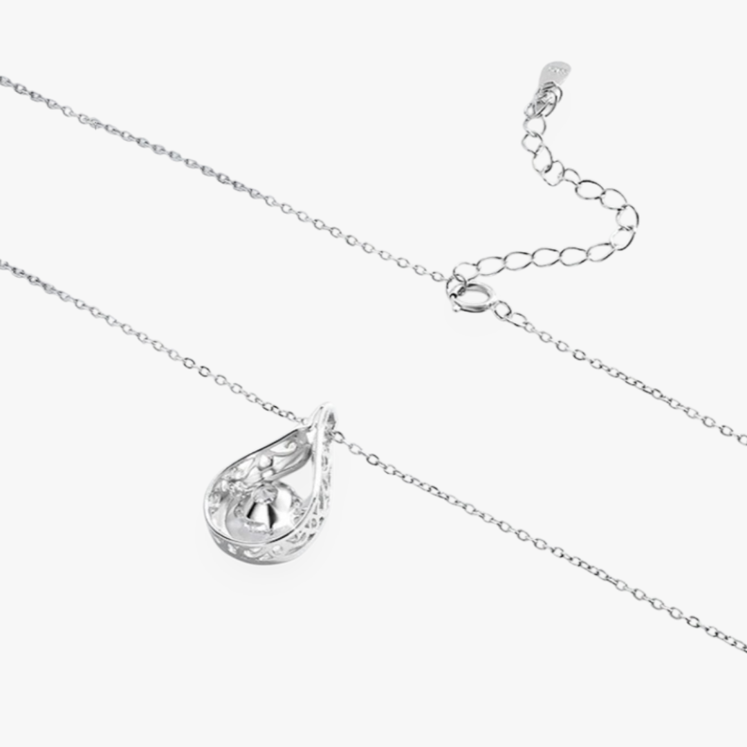 Rilave 925 Sterling Silver Teardrop Dancing CZ Pendant Necklace