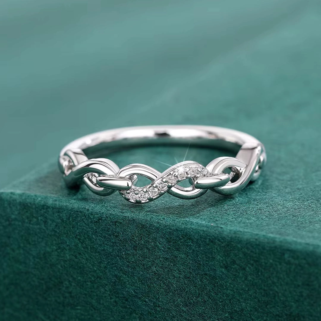 Rilave Infinity Link Pave Sterling Silver Ring