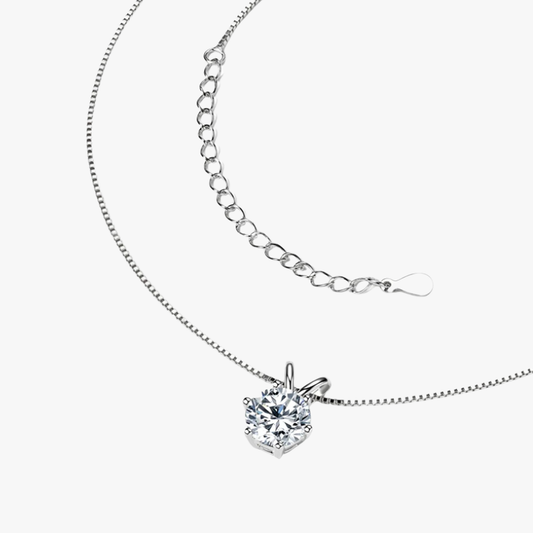 Rilave 925 Sterling Silver Solitaire Moissanite Pendant Necklace