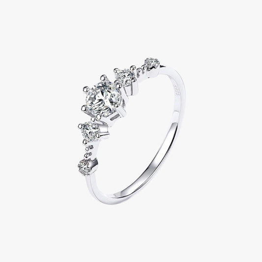 925 Sterling Silver Cubic Zirconia 3-Stone Ring (Platinum Plated)