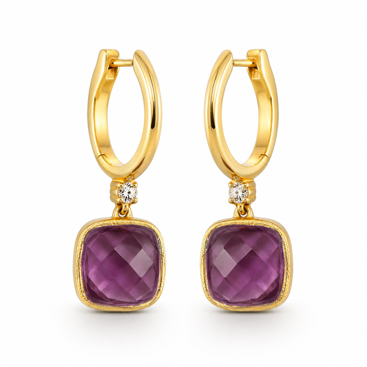 Rilave Lumi Edit Amethyst Drop Hoop Earrings