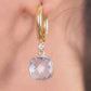 Lumi Aqua Chalcedony Sterling Silver Cushion Drop Hoop Earrings